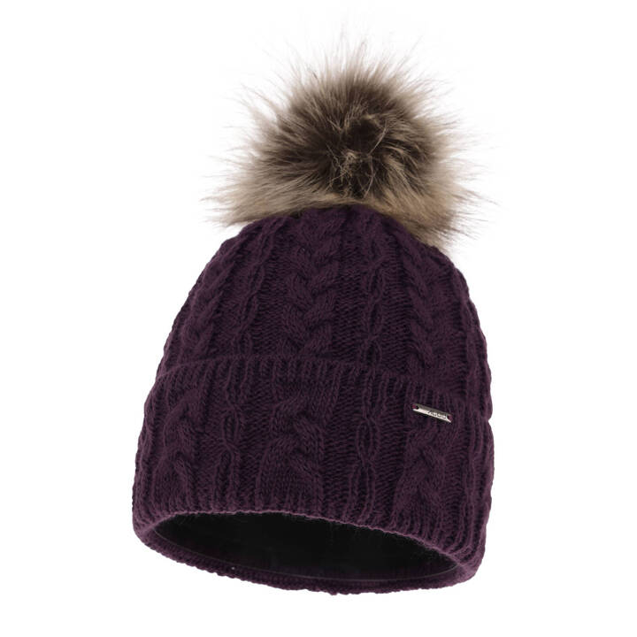 Woman's winter hat violet Omega with pompom