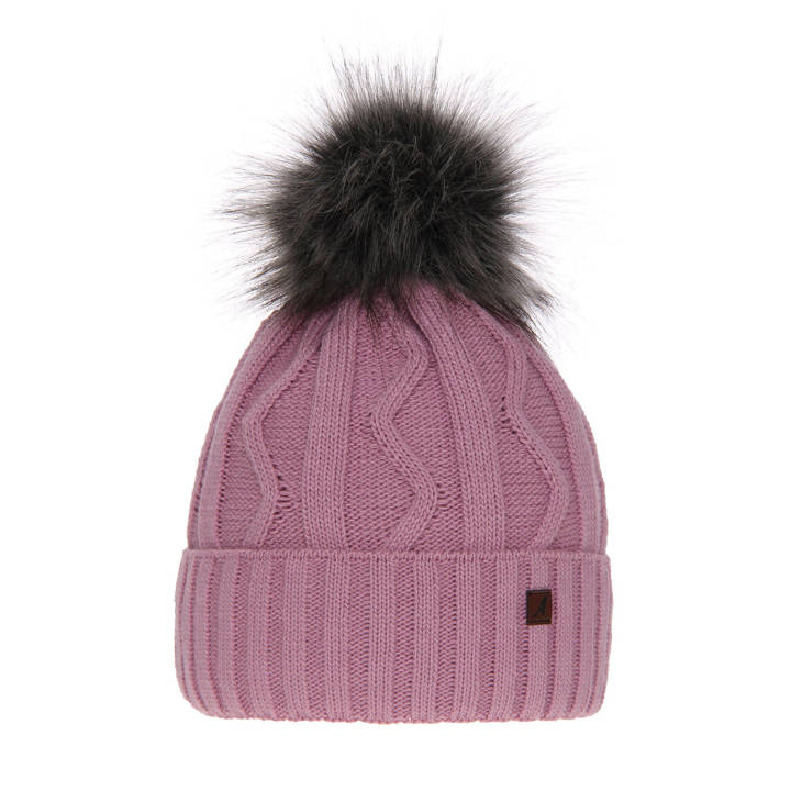 Woman's winter hat violet Renika with pompom