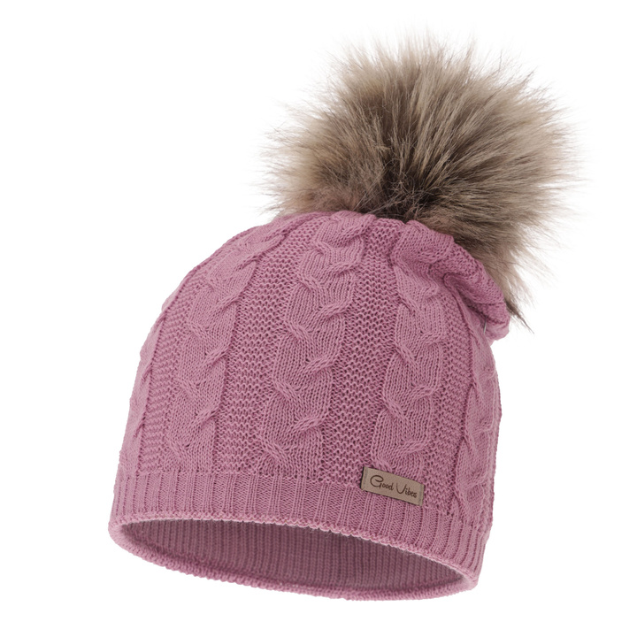 Woman's winter hat violet merino wool Bafi