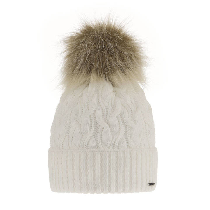 Woman's winter hat white Deva with pompom