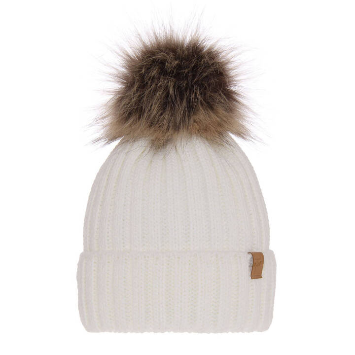 Woman's winter hat white Europa with pompom