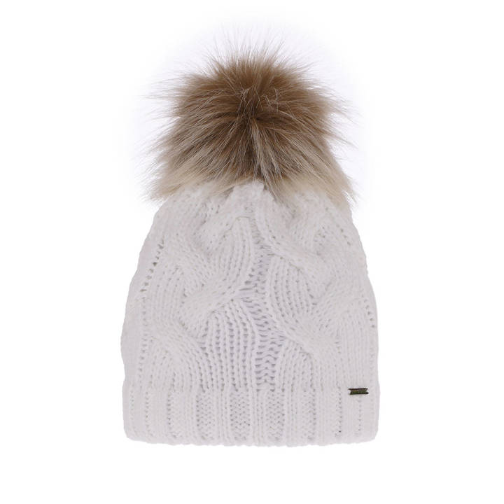 Woman's winter hat white Terri with pompom