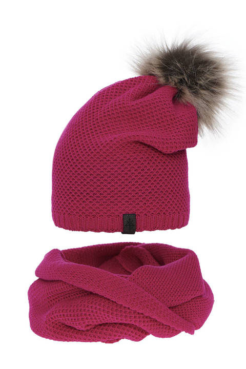 Woman's winter set: hat and tube scarf pink Kaliana