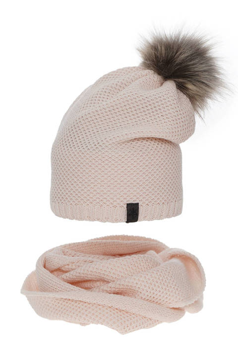 Woman's winter set: hat and tube scarf pink Kaliana