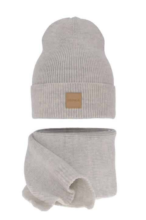 Women's spring and winter set: hat and scarf grey Nathalie