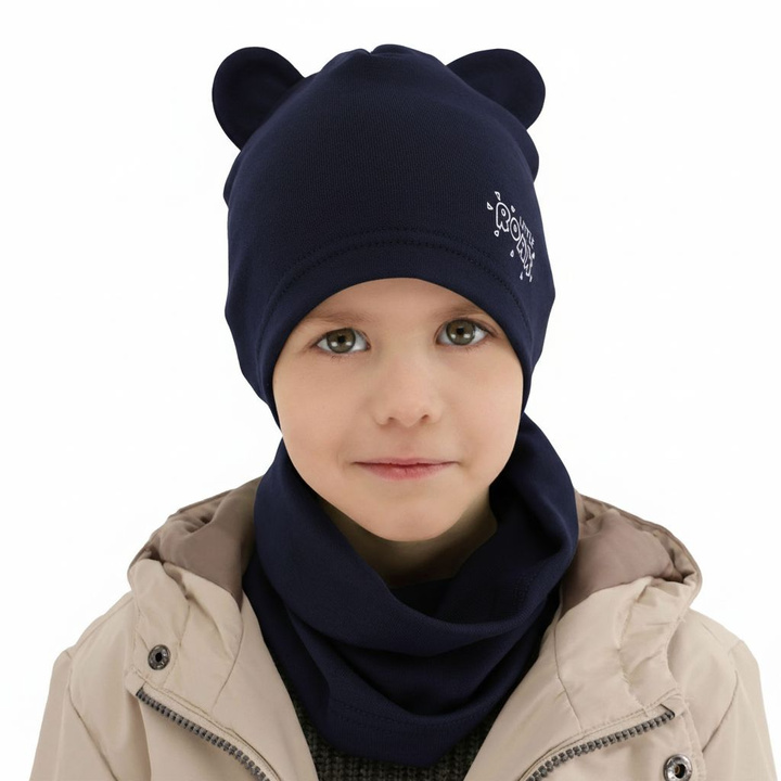 Boy's spring/ autumn set: hat and tube scarf navy blue Cymes