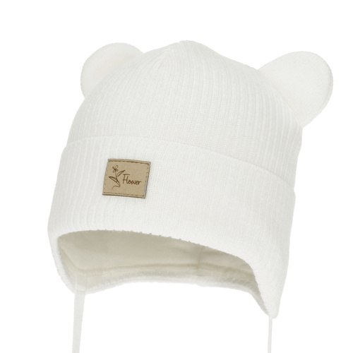 Girl's spring/ autumn hat, white, with ears, Djona