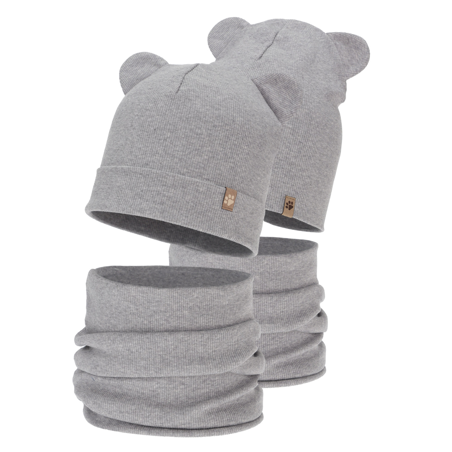 Boy's spring, autumn set: hat and tube scarf, grey, Farim