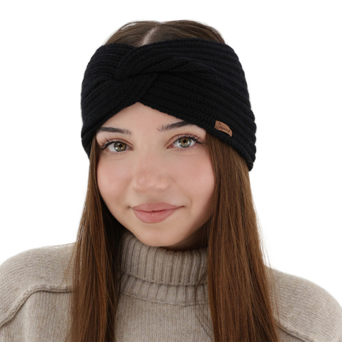 Woman's winter headband, black, 100% merino wool, Veka