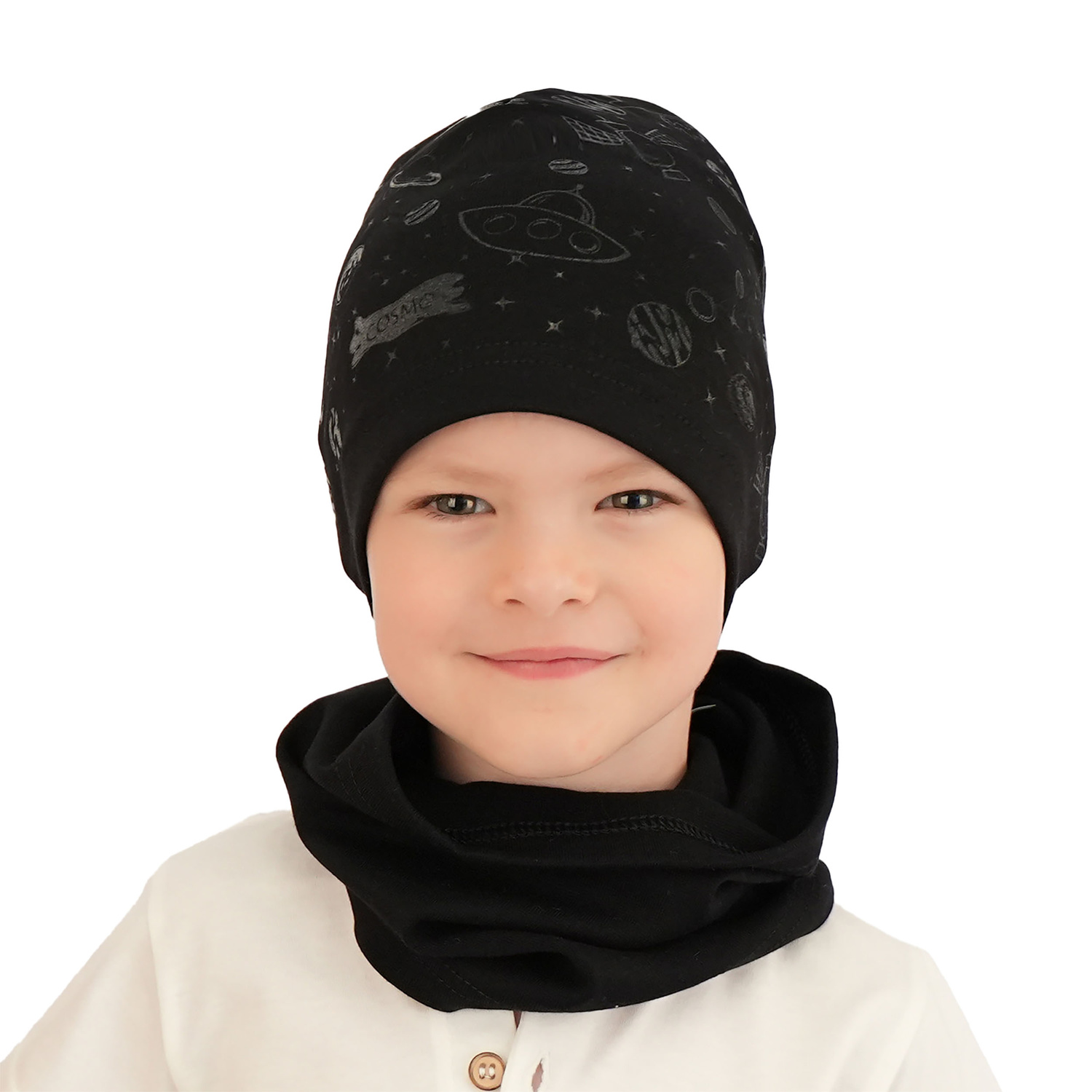 Boy's spring/ autumn set: hat and tube scarf blue Kosmos