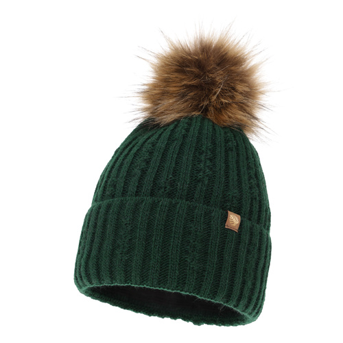 Woman's winter hat green Savona with pompom