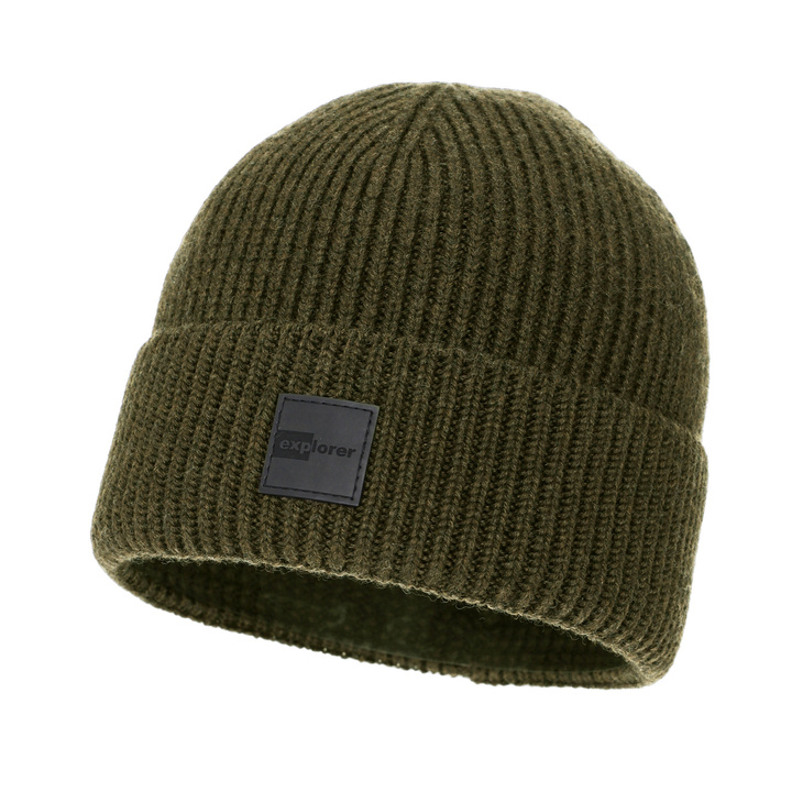 Men's winter hat, khaki, 100% merino wool, Iron