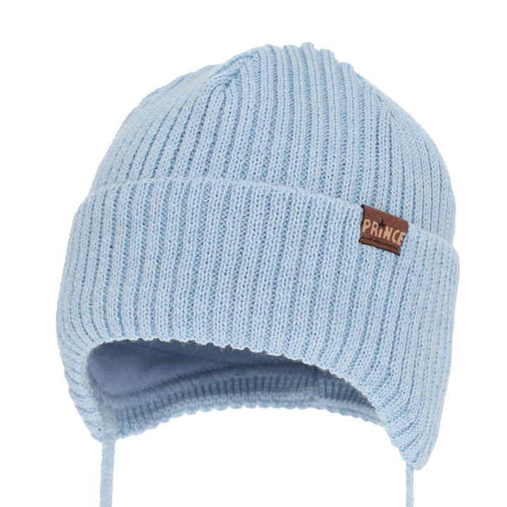 Boy's winter hat, with ears, with merino wool, light blue, Puser
