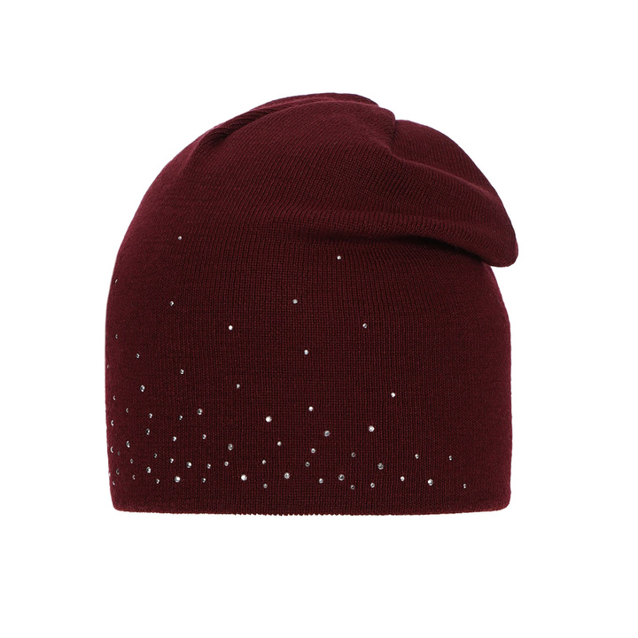 Woman's winter hat burgundy merino wool Minerwa