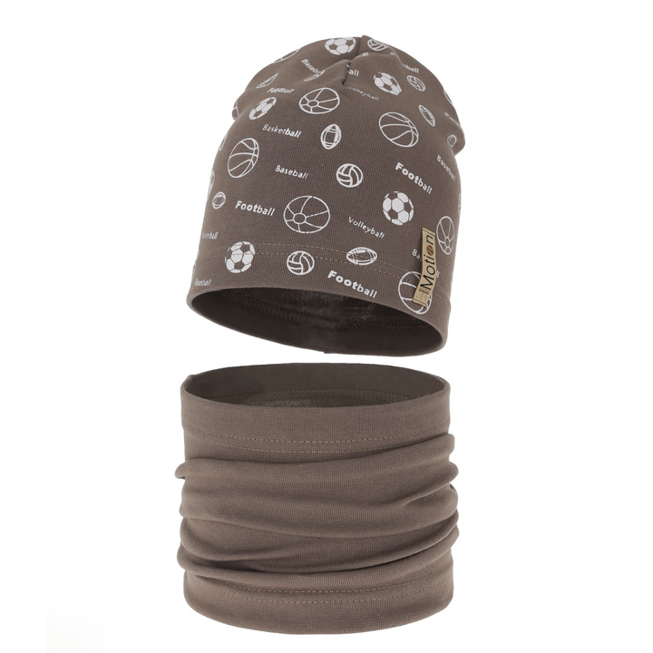 Boy's spring/ autumn set: hat and tube scarf brown Paolo