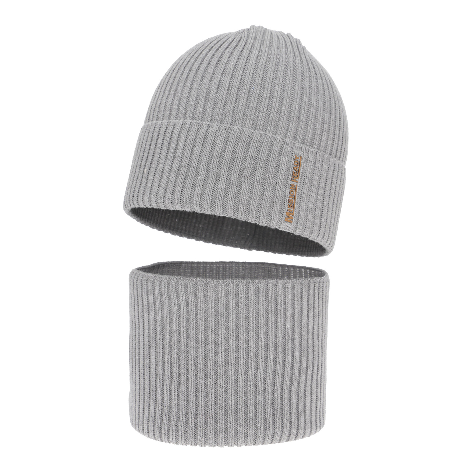 Boy's hat and snood spring/autumn set, with cotton, grey, Norwin