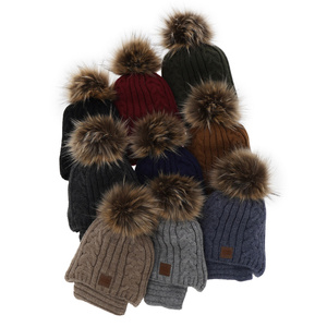 Boy's winter set: hat and tube scarf grey Casper with pompom