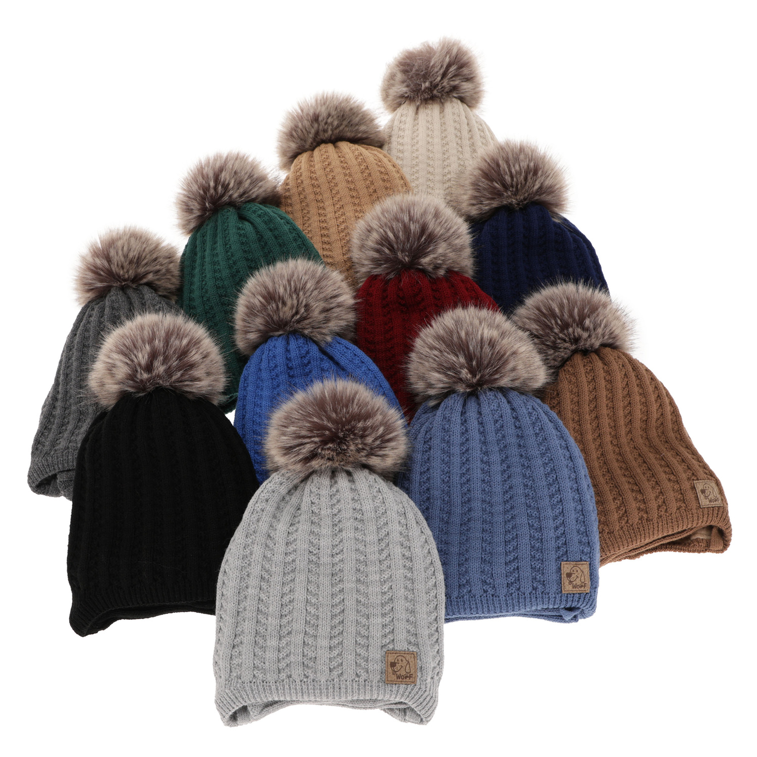 Boy's winter set: hat and tube scarf beige Endo with pompom