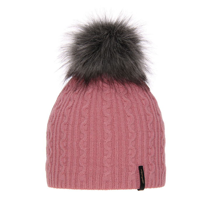 Woman's winter hat pink Xena with pompom