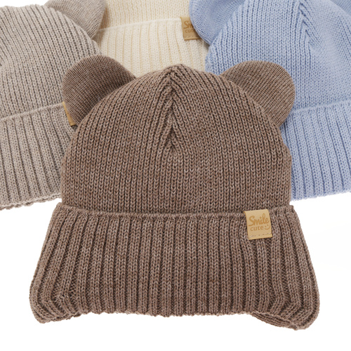 Boy's winter hat grey with merino wool Shedon