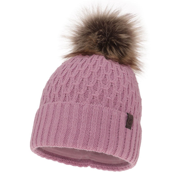 Woman's winter hat violet Gaba with pompom