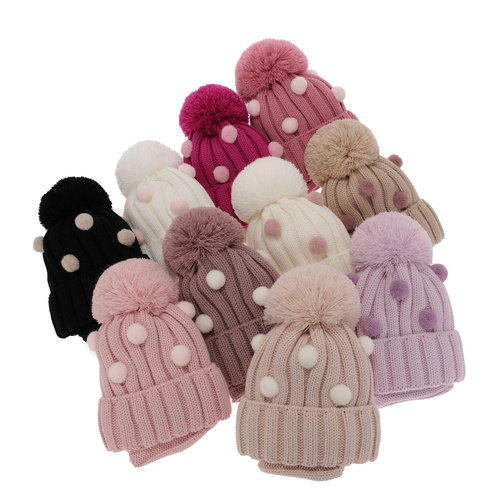 Girl's winter set: hat and tube scarf white Hekate with pompom