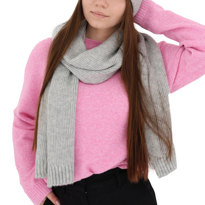 Women's winter scarf grey merino wool Loretta
