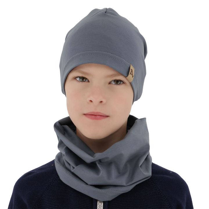 Boy's spring/ autumn set: hat and tube scarf grey Griffin