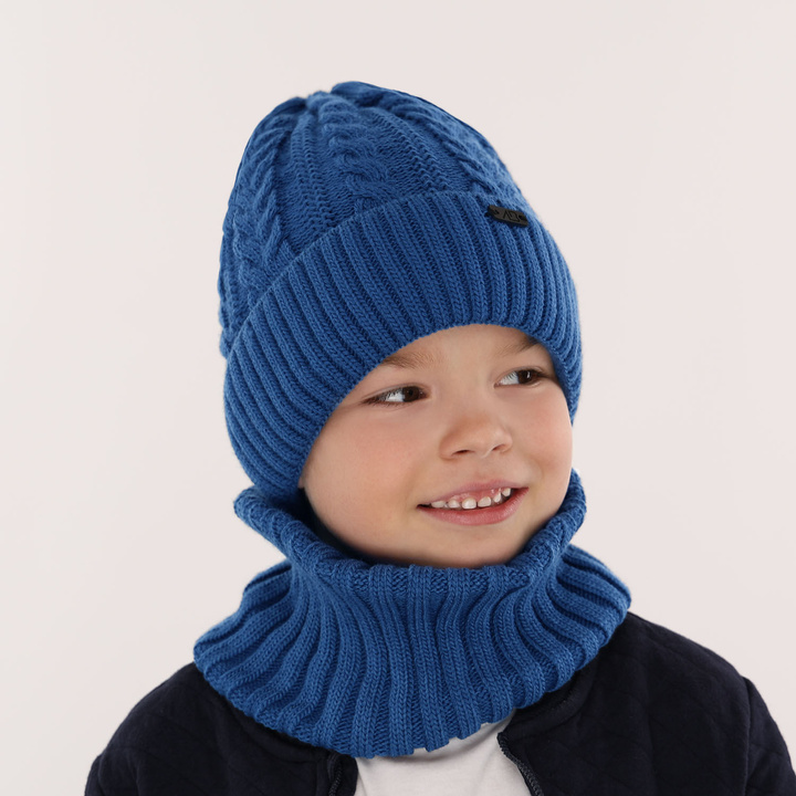 Boy's winter set: hat and tube scarf blue Colins