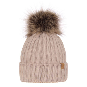Woman's winter hat beige Europa with pompom