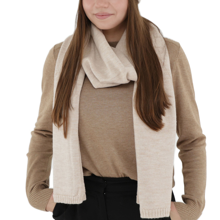 Woman's winter scarf, beige, 100% merino wool, Elonia