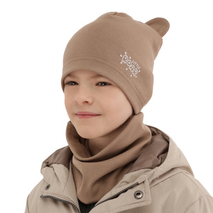 Boy's spring/ autumn set: hat and tube scarf camel Cymes