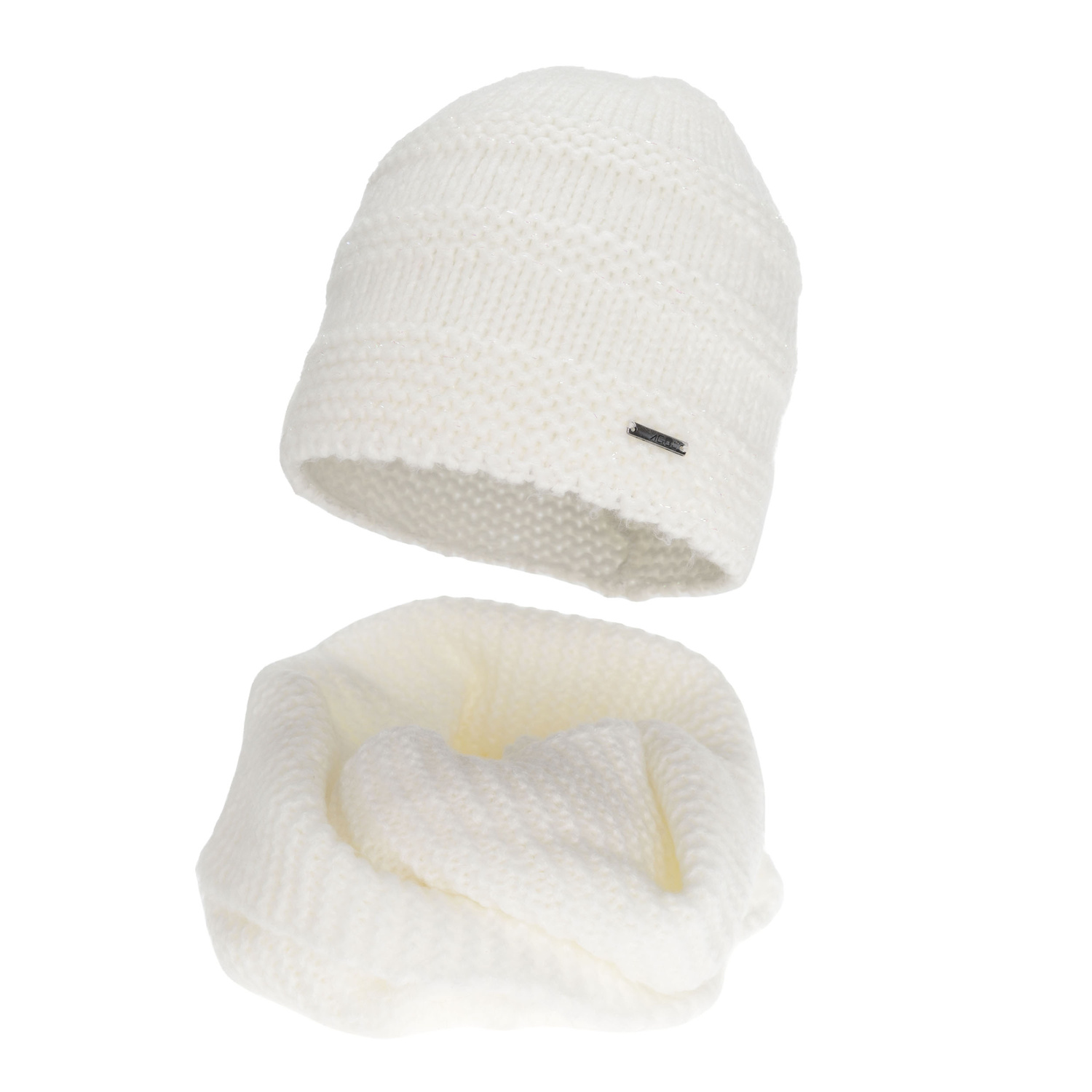 Winter set: hat and tube scarf, pink, with merino wool, Driva