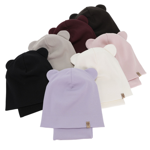 Girl's spring, autumn set: hat and tube scarf, purple, cotton, Luminia