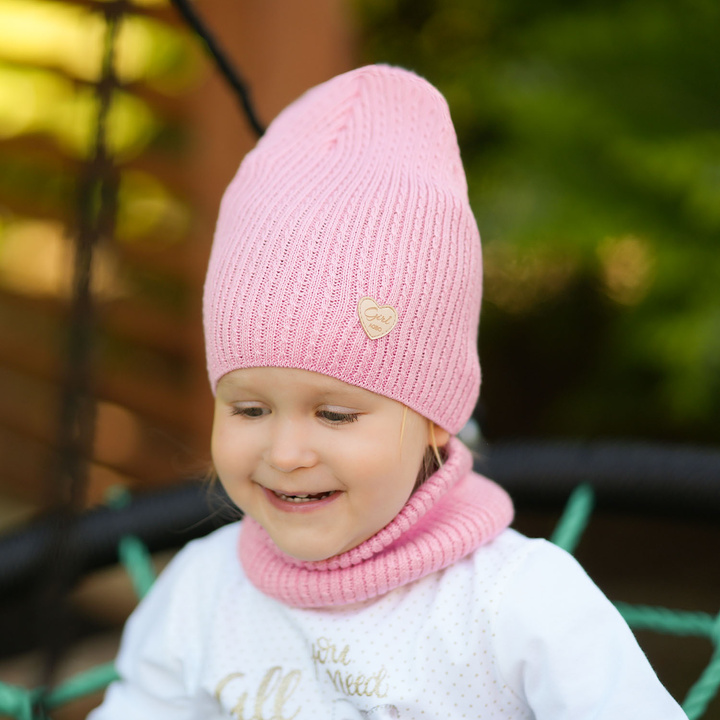 Girl's spring/ autumn set: hat and tube scarf pink Wega
