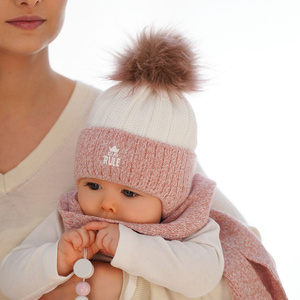 Girl's winter set: hat and scarf violet Sindi with pompom