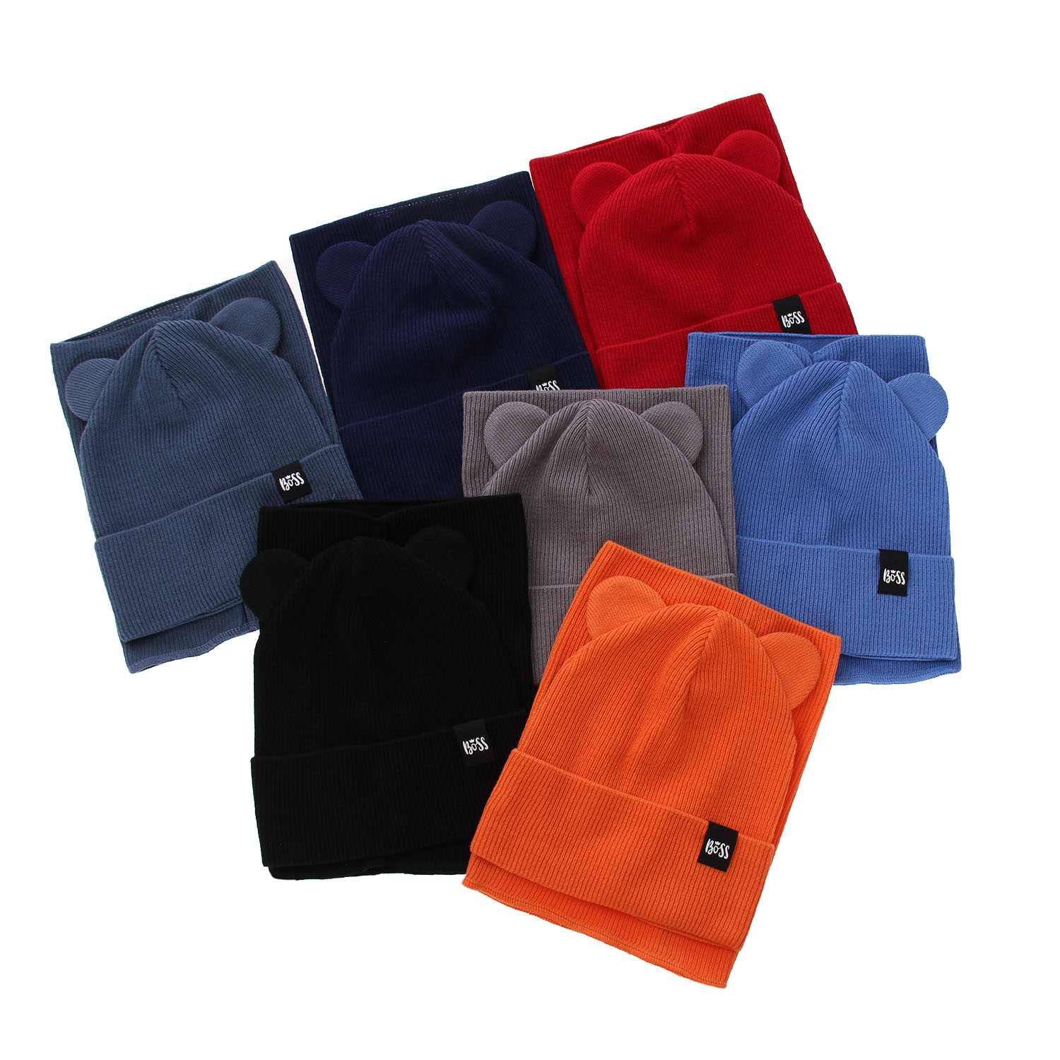 Children's autumn/ spring set: hat and tube scarf, with cotton, red Grajan