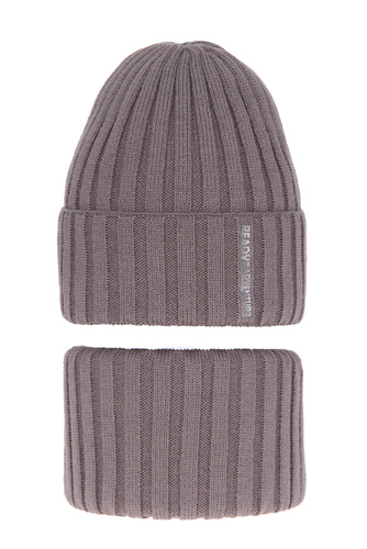 Boy's winter set: hat and tube scarf beige Livido