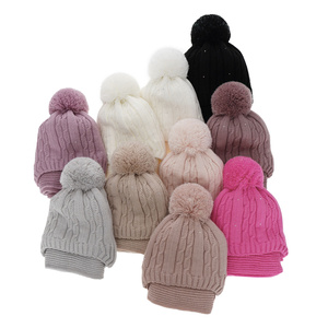 Girl's winter set: hat and scarf pink Candy with pompom