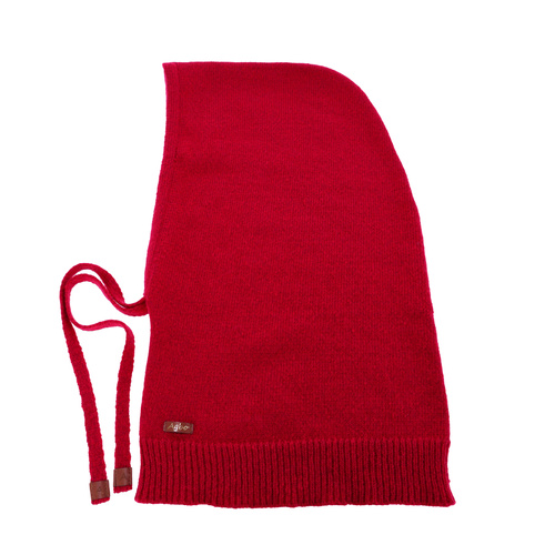 Women's winter balaclava, red, with merino wool, Elizabeth