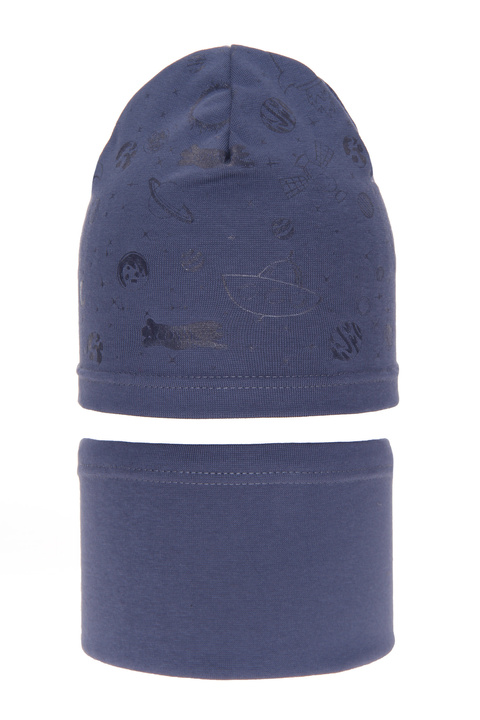 Boy's spring/ autumn set: hat and tube scarf blue Kosmos