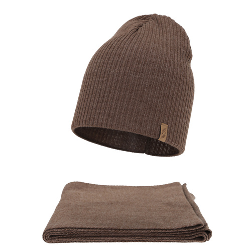 Woman's winter set: hat and scarf, brown, Fena