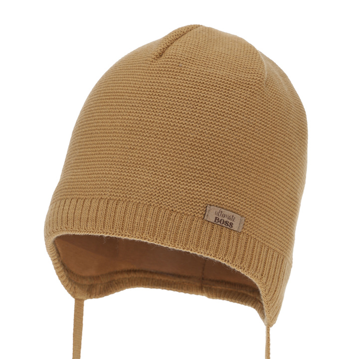 Boy's spring/ autumn hat, camel, with ears, Valdis