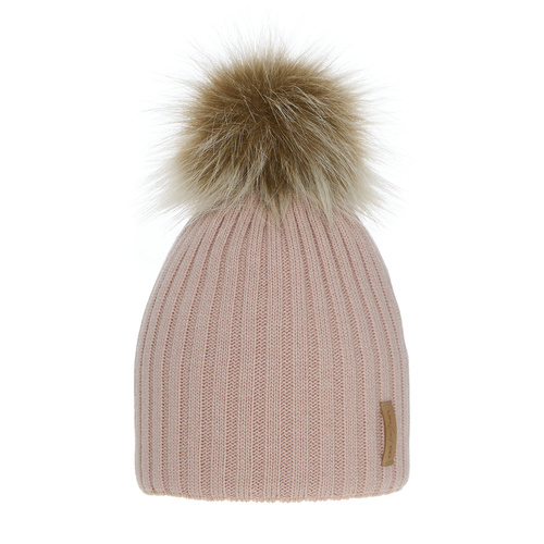 Girl's winter hat pink Werbena with pompom