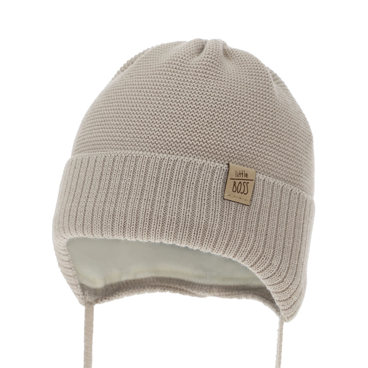 Boy's winter hat beige with merino wool Darsi