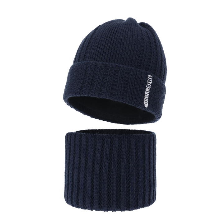 Boy's winter set: hat and tube scarf navy blue Balaton