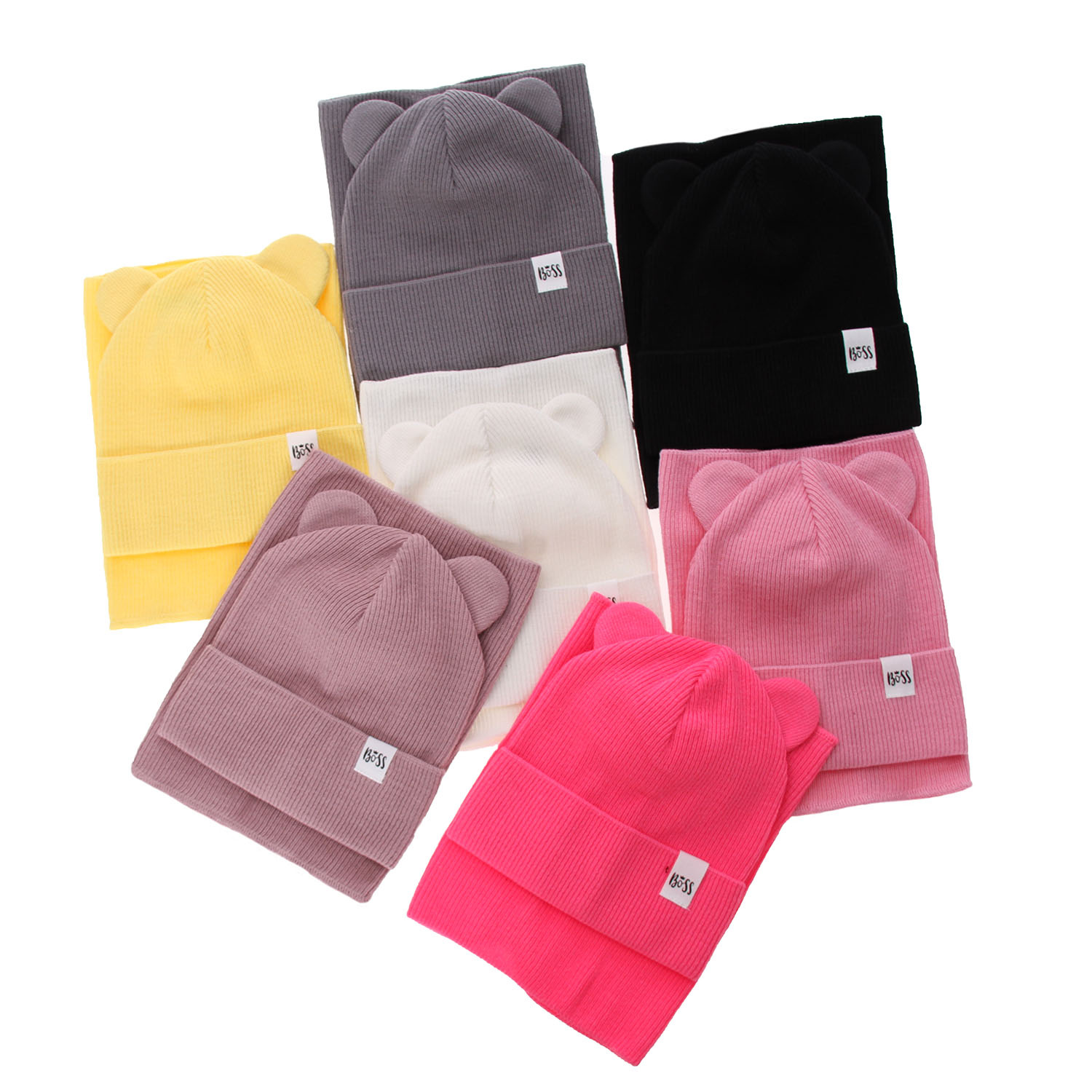 Girl's spring/ autumn set: hat and tube scarf, with cotton, ecru Kajra