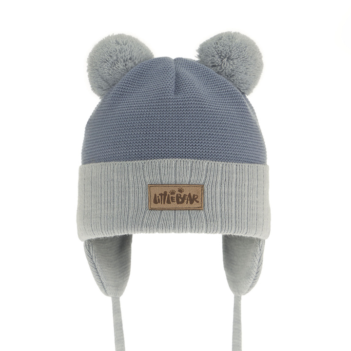 Boy's spring/ autumn hat grey Gigant with two pompom