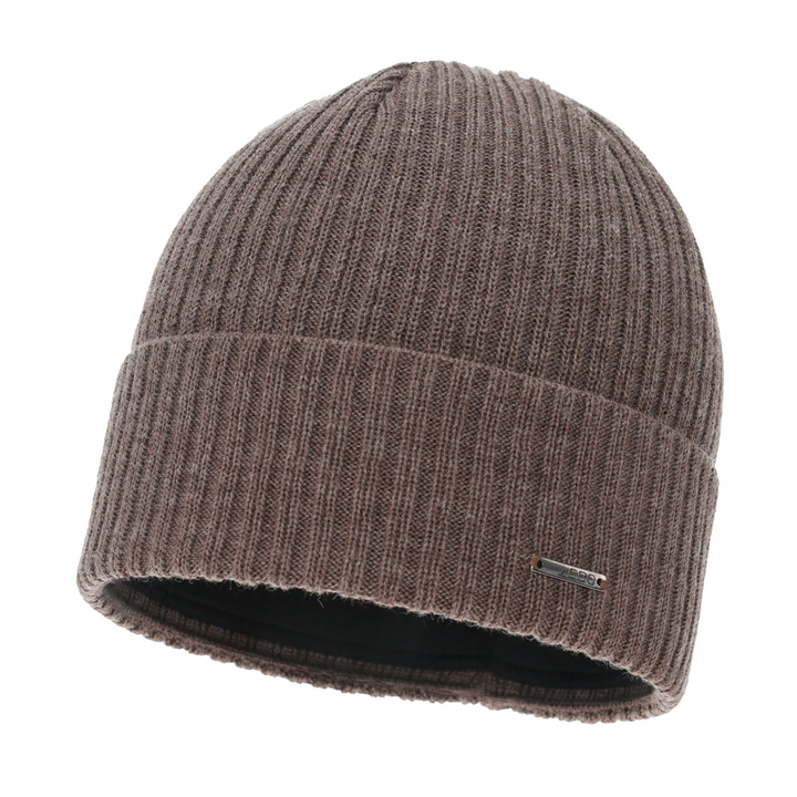 Men's winter hat, beige, with merino wool, Baltor