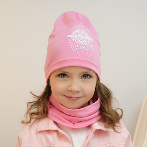 Girl's spring/ autumn cotton set: hat and tube scarf black Esmeralda